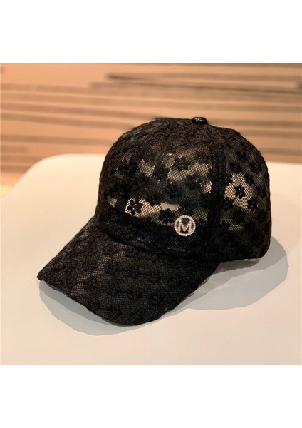 Eva Çember M Mektup Rhinestone Içi Boş Dantel Beyzbol Paketli Şapka - Siyah (Yurt Dışından) fiyatları