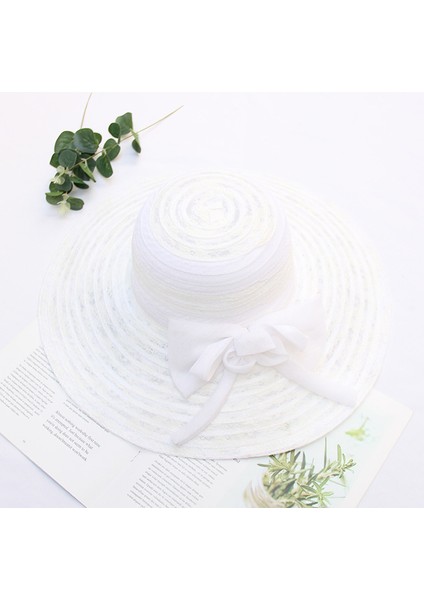 Eva Flodable Brim Brim Bowknot Dantel Beach Güneş Şapkası - Beyaz (Yurt Dışından) fiyatları