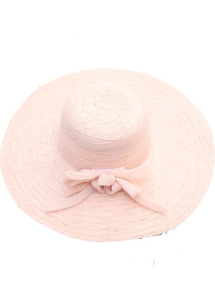 Eva Flodable Brim Brim Bowknot Dantel Beach Güneş Şapkası - Pembe (Yurt Dışından)