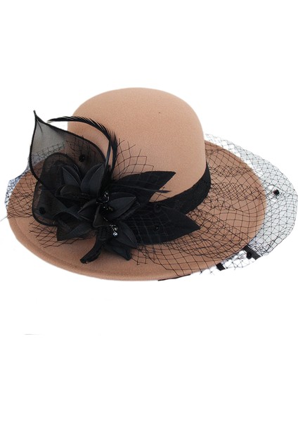 Eva Hepburn'ün Örgü Çiçeği Büyük Ağzına Kadar Yün Şapka - Kahverengi (Yurt Dışından)