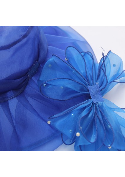 Eva Çift Katmanlı Organza Gelinlik Şapkası Kadınlar Seyahat Güneşlik Şapkası - Mavi (Yurt Dışından) modelleri
