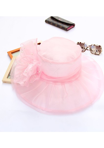 Eva Çift Katmanlı Organza Gelinlik Şapkası Kadınlar Seyahat Güneşlik Şapkası - Pembe (Yurt Dışından) fiyatları