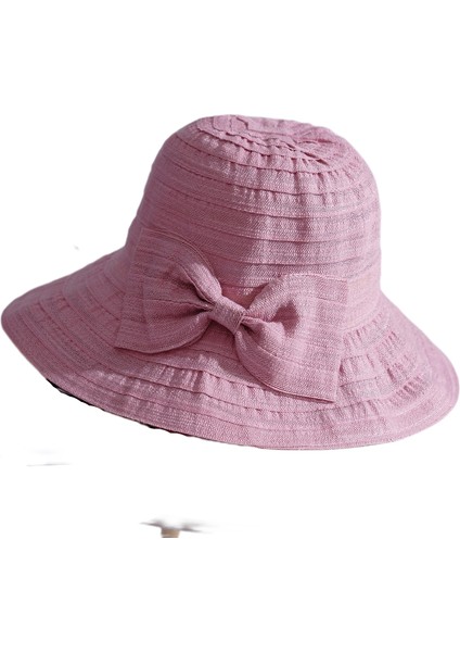 Eva Kadınlar Anti-Üvey Geniş Ağzı Sağlam Büyük Yay Kovası Şapka - Pembe (Yurt Dışından)