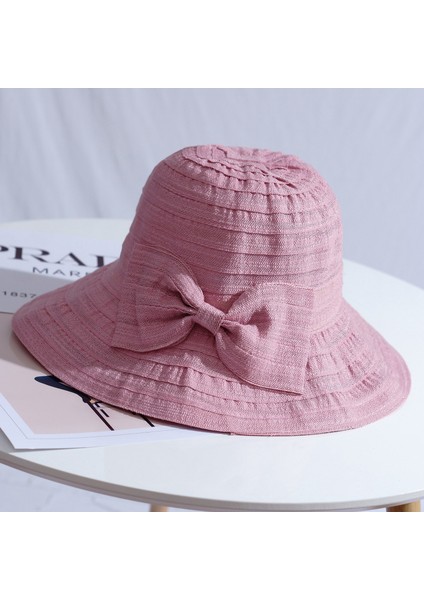 Eva Kadınlar Anti-Üvey Geniş Ağzı Sağlam Büyük Yay Kovası Şapka - Pembe (Yurt Dışından)