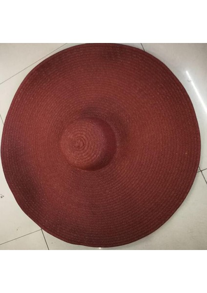 Eva 25CM Büyük Ağzı Büyük Boyutlu Katlanabilir Plaj Hasır Şapka - Şarap (Yurt Dışından)