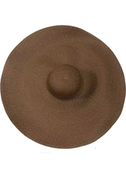 Eva 25CM Büyük Ağzı Büyük Boyutlu Katlanabilir Plaj Hasır Şapka - Kahverengi (Yurt Dışından)