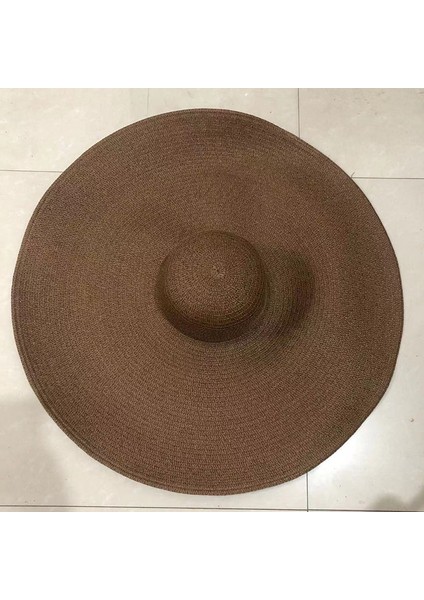 Eva 25CM Büyük Ağzı Büyük Boyutlu Katlanabilir Plaj Hasır Şapka - Kahverengi (Yurt Dışından) fiyatları