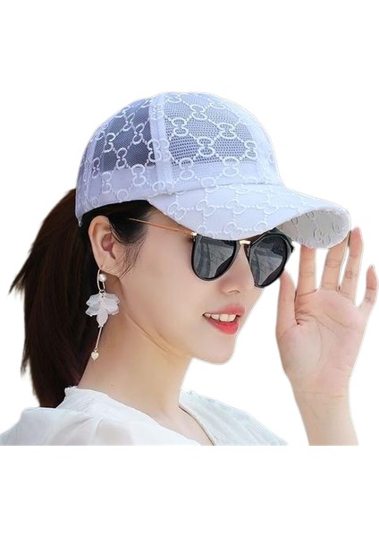 Eva Yaz Kadın Dantelli Mesh Hafif Nefes Alabilen Güneş Vizör Şapkası - Beyaz (Yurt Dışından)