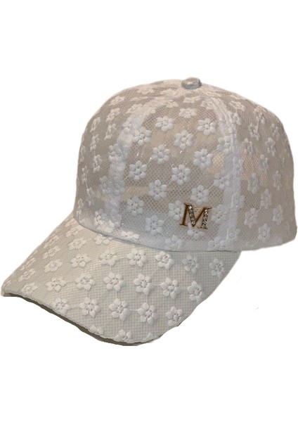 Eva M Mektup Rhinestone Içi Boş Dantel Beyzbol Paketli Şapka - Beyaz (Yurt Dışından)