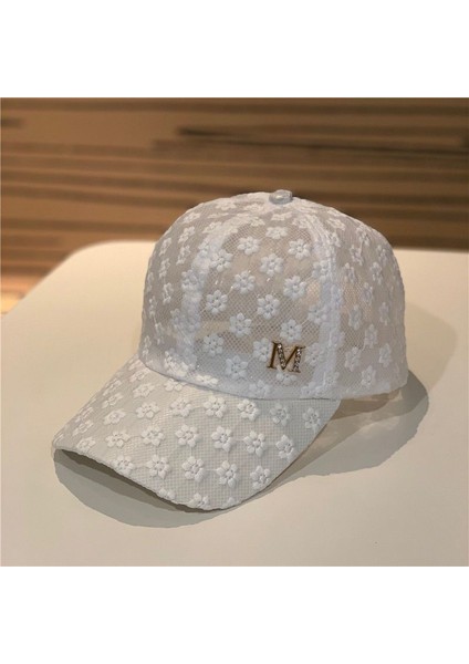Eva M Mektup Rhinestone Içi Boş Dantel Beyzbol Paketli Şapka - Beyaz (Yurt Dışından)