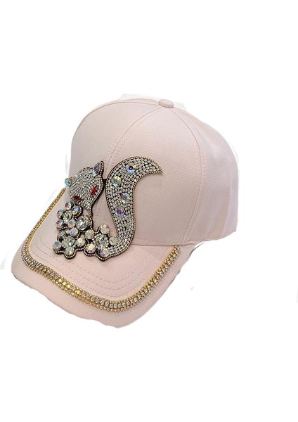 Eva Güzel Küçük Tilki Renkli Rhinestone Yaz Açık Kadın Güneşlik Ördek Dil Şapkası - Pembe (Yurt Dışından)