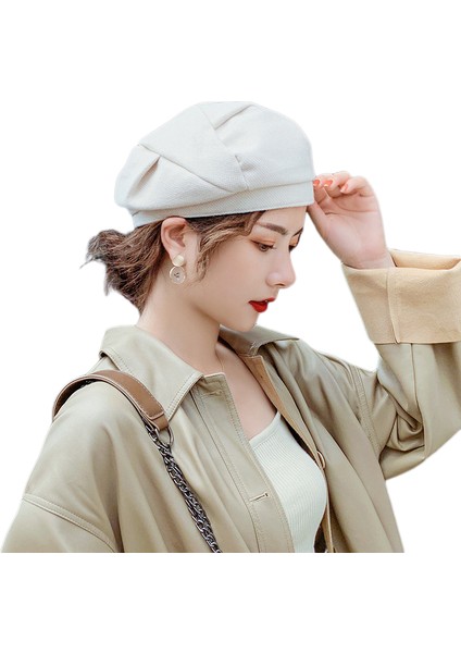 Eva Hafif Ağzına Gelmeyen Kadınlar Moda Sekizgen Şapka - Beyaz (Yurt Dışından)