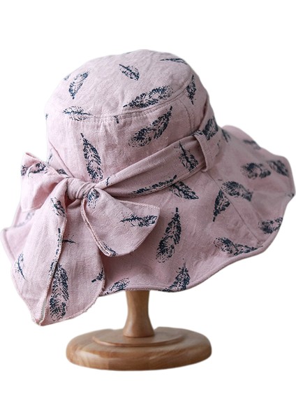 Eva Yaz Büyük Saçak Güneş Gölgeleme Bowknot Kubbe Kadın Bez Şapka Yumuşak Şapka - Kırmızı (Yurt Dışından)