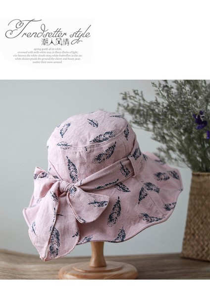 Eva Yaz Büyük Saçak Güneş Gölgeleme Bowknot Kubbe Kadın Bez Şapka Yumuşak Şapka - Kırmızı (Yurt Dışından) modelleri