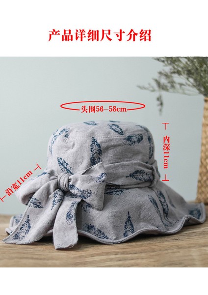 Eva Yaz Büyük Saçak Güneş Gölgeleme Bowknot Kubbe Kadın Bez Şapka Yumuşak Şapka - Gri (Yurt Dışından)