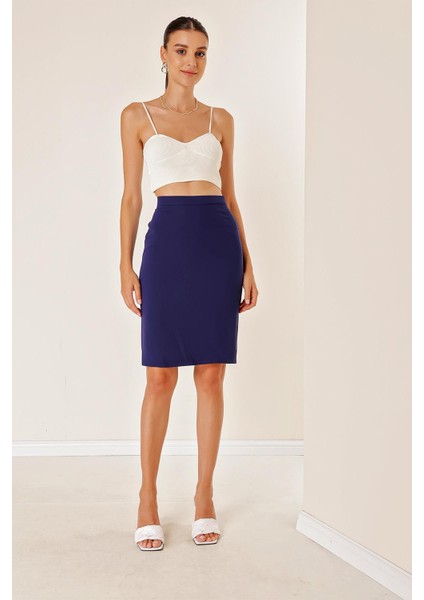 Astarlı Ithal Krep Küp Etek Indigo fiyatları