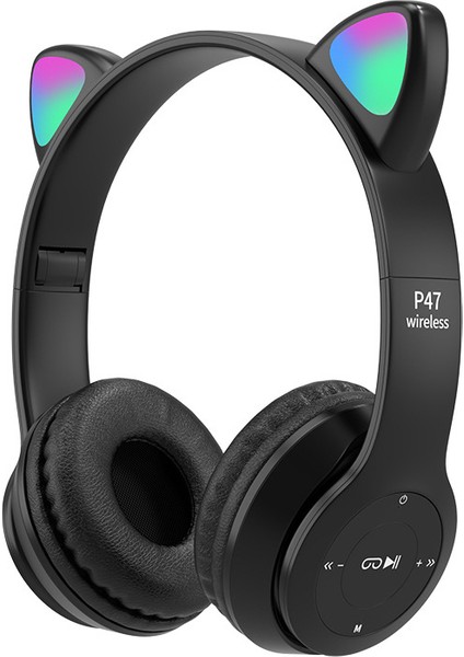 P47M Kedi Kulakları Işık Yayan Başa Takılan 5.0 Bluetooth Kulaklık (Yurt Dışından)