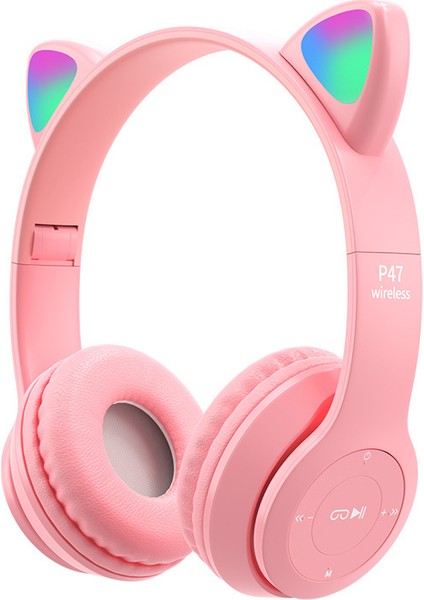 P47M Kedi Kulakları Işık Yayan Başa Takılan 5.0 Bluetooth Kulaklık (Yurt Dışından)
