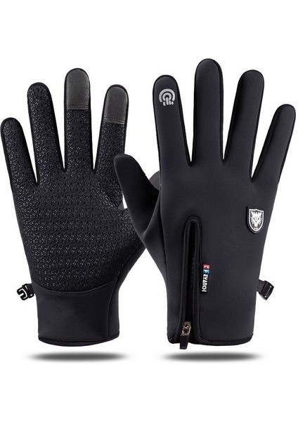 Bisiklet Eldivenleri Erkekler Q908 Açık Rüzgar Geçirmez Su Geçirmez Dokunmatik Ekran Kadın Tam Parmak Spor Kış Sıcak Bisiklet Kayak Eldivenleri (Yurt Dışından)