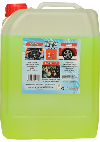 Solventsiz Motor Jant ve Döşeme Temizleyici 1/1-3 Konsantre 5 Lt
