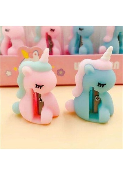 Unicorn Kalemtraş 3D Şekilli Silikon Kalemtraş - Pembe- 1 Adet