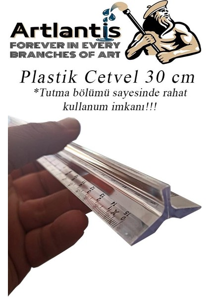 Cetvel 30 cm Plastik Şeffaf 1 Adet Tribli Desimetre Okul Sınıf Öğrenci Tutumu Kolay Cetvel 30 cm