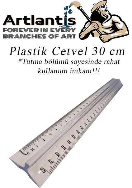 Cetvel 30 cm Plastik Şeffaf 1 Adet Tribli Desimetre Okul Sınıf Öğrenci Tutumu Kolay Cetvel 30 cm