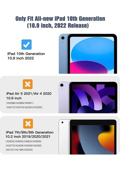 iPad 10.nesil 2022 10.9" Tablet Kılıfı Smart Standlı- Ekran Koruyucu Nano Esnek - Kalem Hediyeli Set