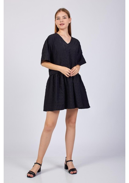 V-Yaka Geniş Kesim Yazlık Elbise fiyatları