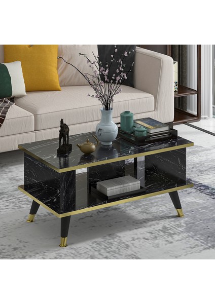 Galipol Orta Sehpa 80 cm - Bendır Mermer - Altın modelleri
