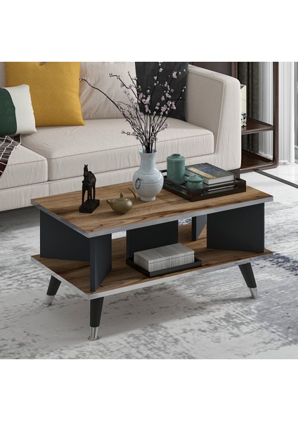 Galipol Orta Sehpa 80 cm Çırağan - Antrasit - Gümüş