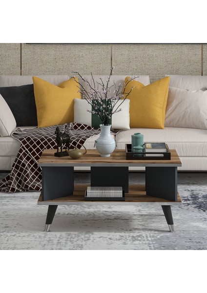 Galipol Orta Sehpa 80 cm Çırağan - Antrasit - Gümüş