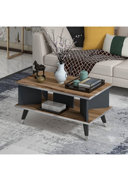 Galipol Orta Sehpa 80 cm Çırağan - Antrasit - Gümüş