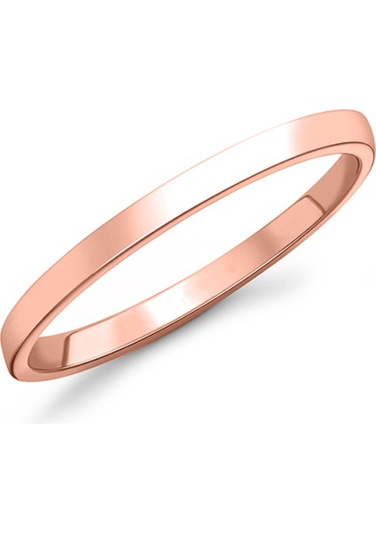 2 mm Klasik Düz Gümüş Yüzük Rose Kaplama