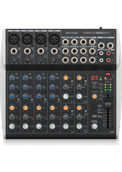 Behrınger Xenyx 1202SFX Premium Analog 12-Input Mixer With USB Streaming Interface And Klark Teknik Effects