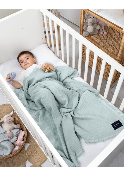 Eıfın 4 Katlı Müslin Çok Amaçlı Bebek&Çocuk Müslin Örtü Battaniye %100 Pamuk 110 x 110 cm