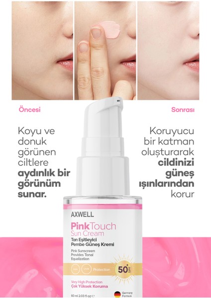 Spf 50+ Pink Touch Ton Eşitleyici Pembe Yüz Güneş Kremi 60 Ml