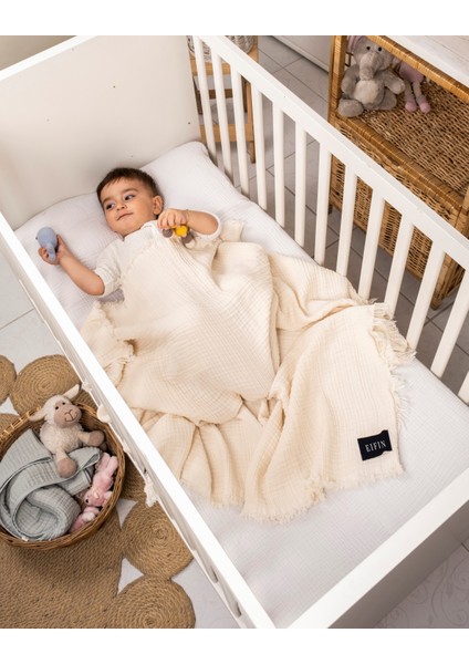 Eıfın 4 Katlı Müslin Çok Amaçlı Bebek&Çocuk Müslin Örtü Battaniye %100 Pamuk 90 x 100 cm
