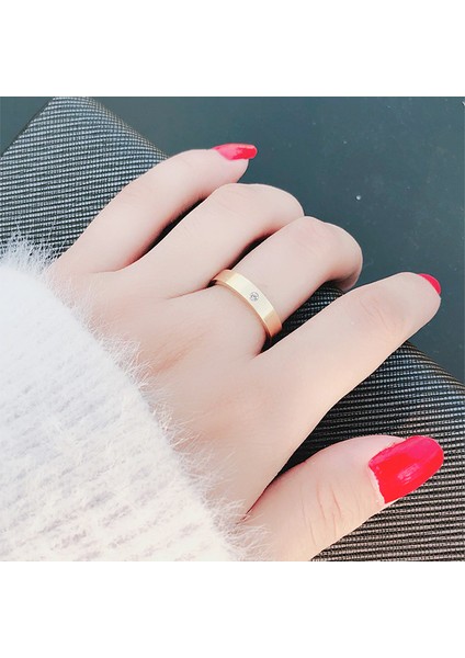4 Mm-Düz Taşlı Altın Kaplama Gümüş Alyans