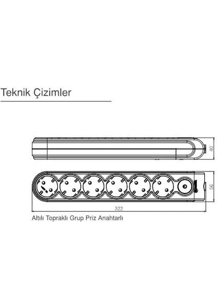 Yeni Nesil Grup Priz Çocuk Korumalı Altılı Anahtarlı