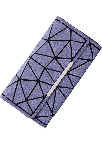 High-End Kadın Üç Katlı Parlak Uzun Eşkenar Dörtgen Renkli Cüzdan (Yurt Dışından)