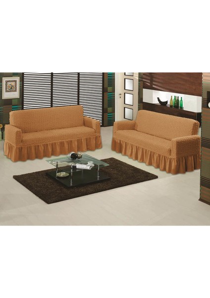 Bürümcük 2 Adet Kanepe Örtüsü Maxi Model Hardal