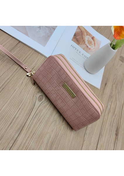 Yeni Uzun Moda Debriyaj Timsah Desen Çift Fermuar Bayan Cüzdan (Yurt Dışından) fiyatları