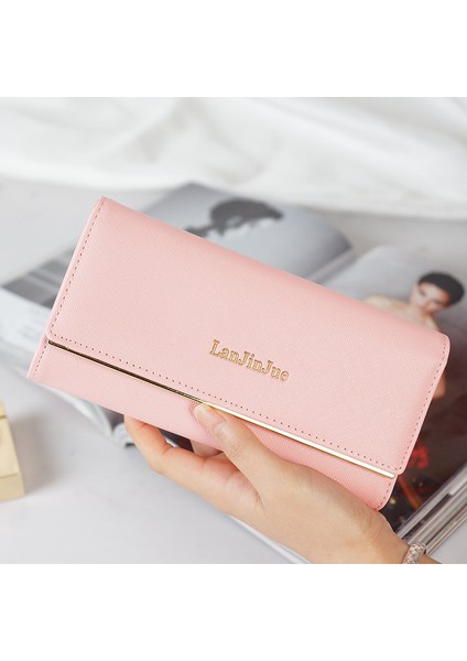 Uzun Mektup Tokalı Basit Üç Katlı Cüzdan (Yurt Dışından)