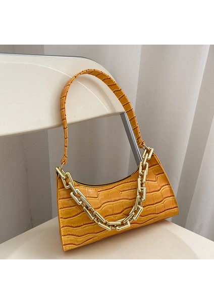 Basit Koltuk Altı Çantası Moda Retro Timsah Desenli Çanta (Yurt Dışından)