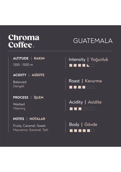 Chroma Coffee Signature Series Guatemala 10 Adet Nespresso Uyumlu Kapsül Kahve %100 Arabica