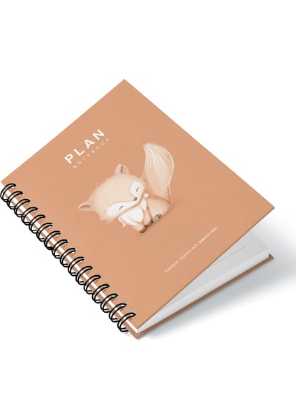 Deep Notebook Süresiz Planlayıcı Ajanda A5 Spiralli Tilki Maskot Tasarım