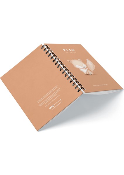 Deep Notebook Süresiz Planlayıcı Ajanda A5 Spiralli Tilki Maskot Tasarım