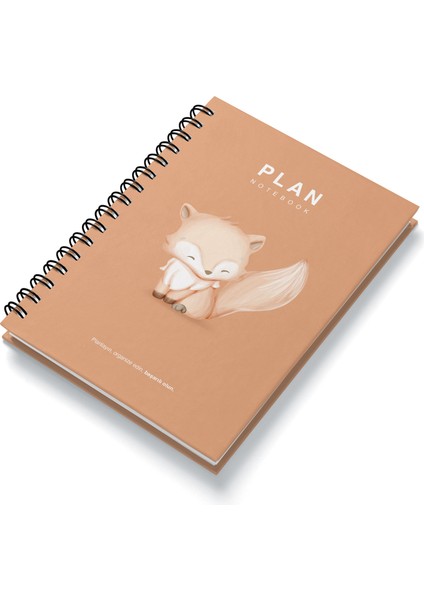 Deep Notebook Süresiz Planlayıcı Ajanda A5 Spiralli Tilki Maskot Tasarım