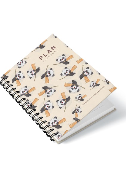 Deep Notebook Süresiz Planlayıcı Ajanda A5 Spiralli Pandalar Maskot Tasarım